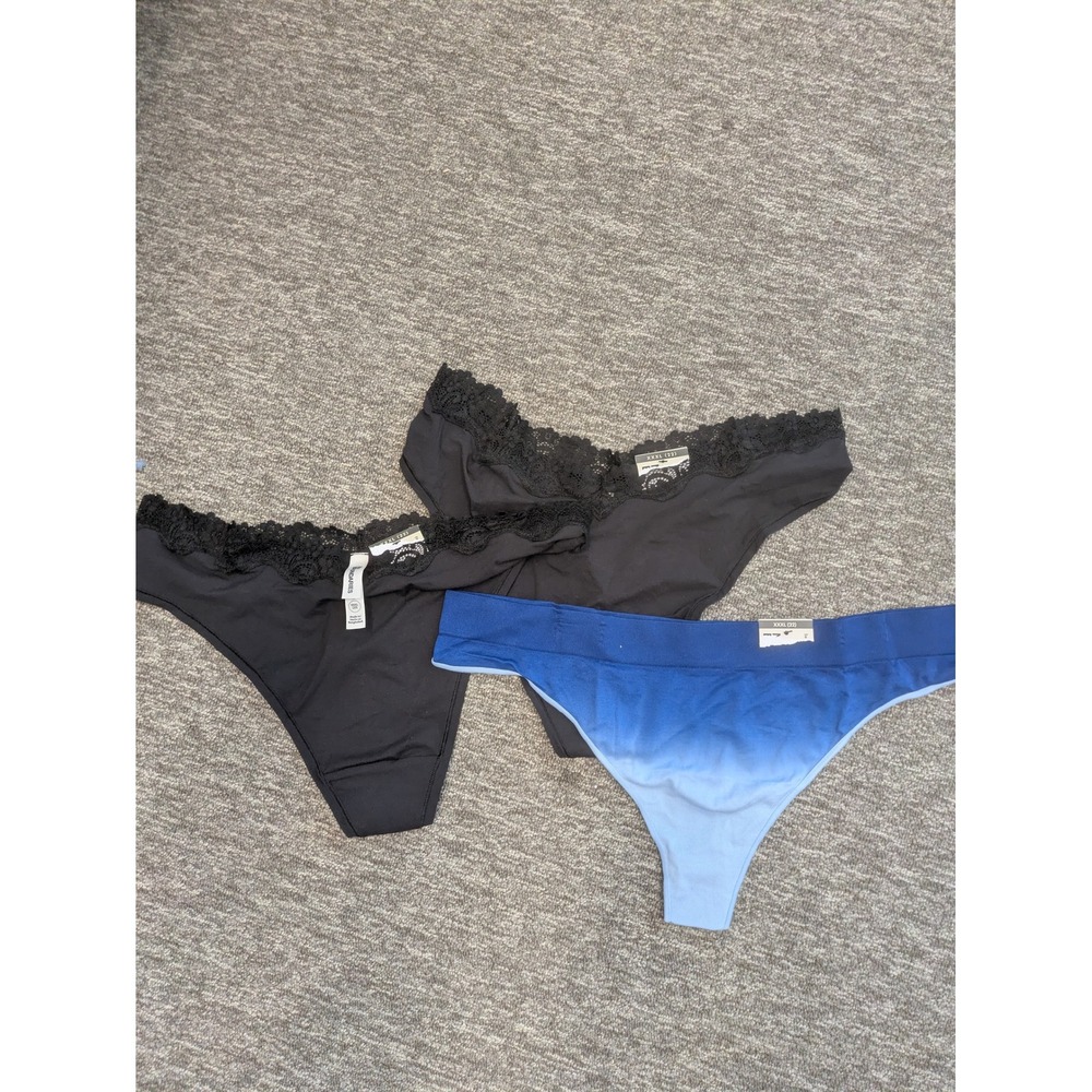 NEW No Boundaries Thong Women's XXXL Black Blue Ombre 3pk